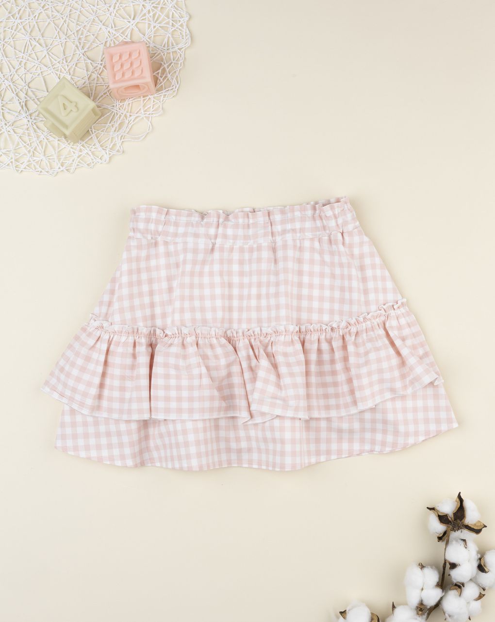 Gonna bimba bianca/rosa vichy