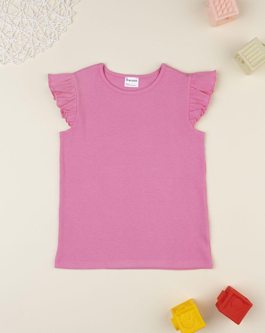 T-shirt bimba rosa frill maniche