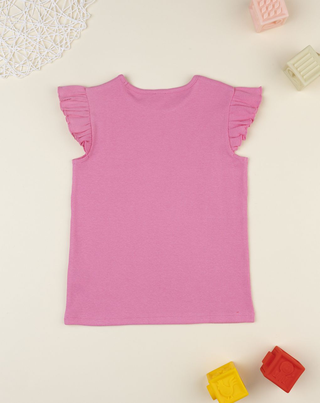 T-shirt bimba rosa frill maniche