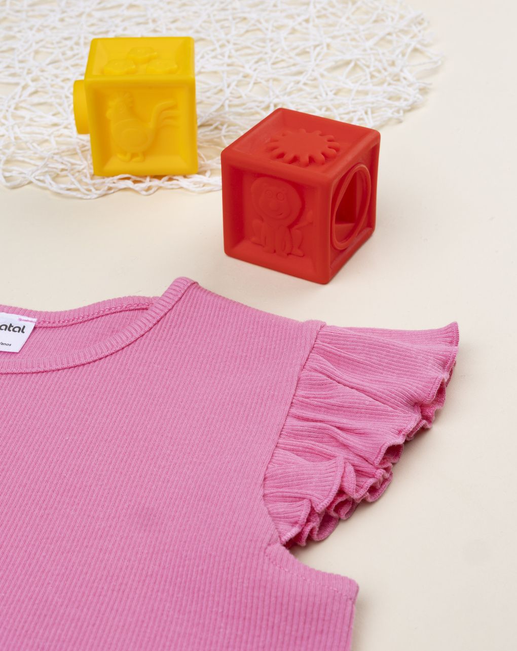 T-shirt bimba rosa frill maniche