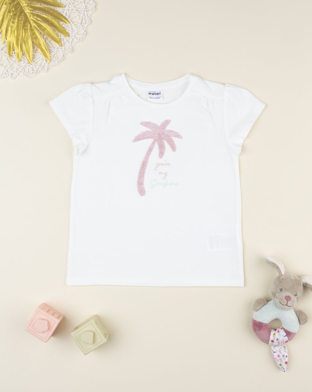 T-shirt bambina palma a perline