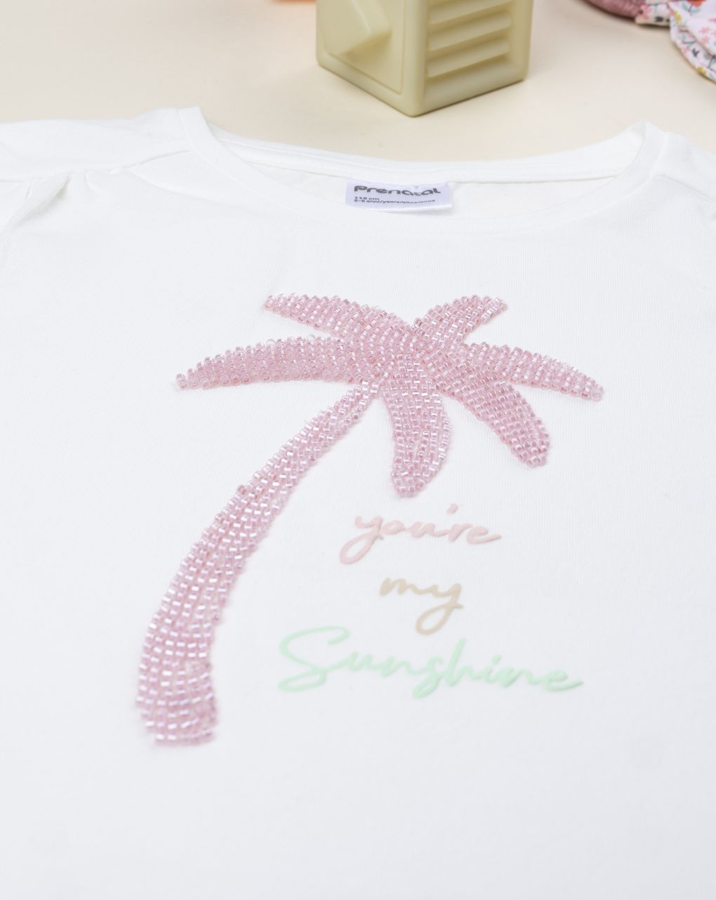 T-shirt bambina palma a perline