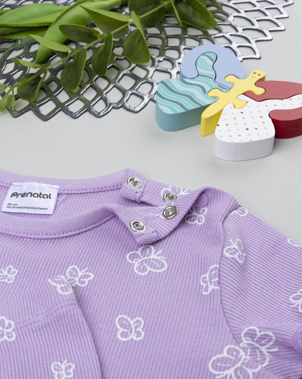 Pigiamacorto bimba viola farfalle