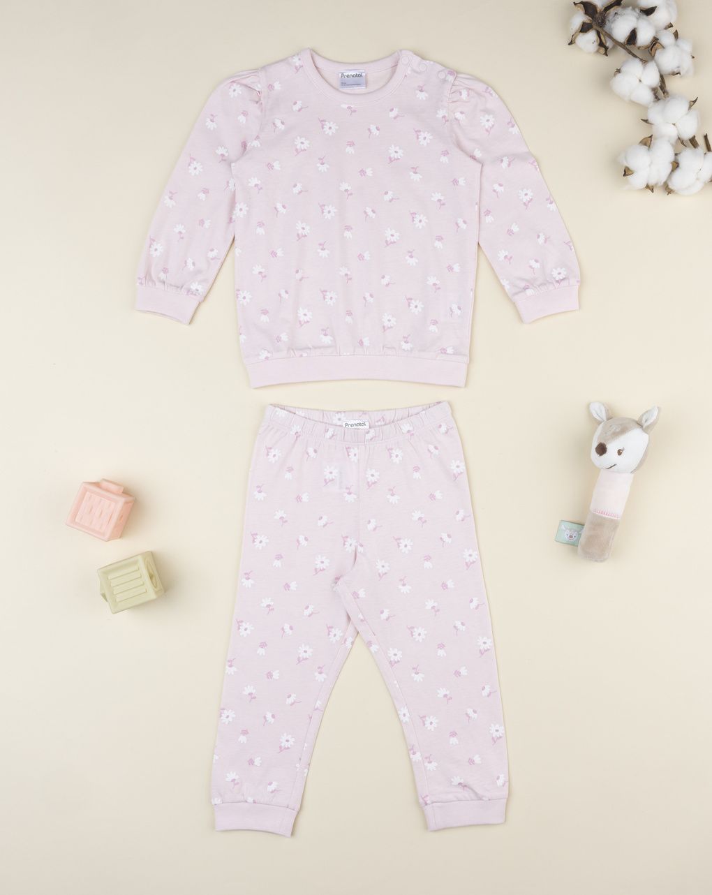 Pigiama 2 pezzi bimba rosa margherite