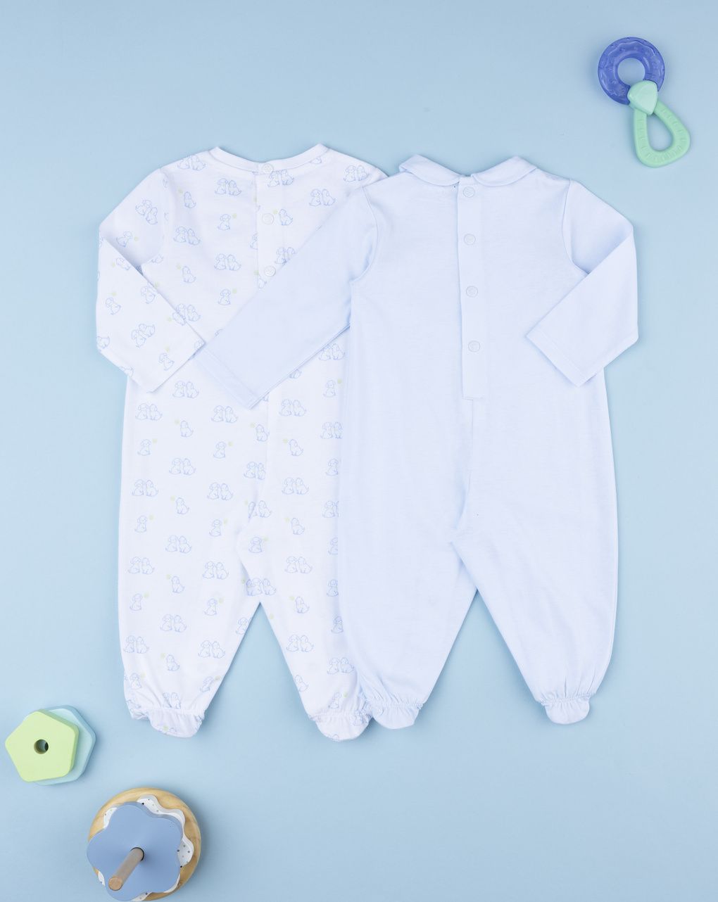 Pack 2 tutne bimbo azzurro/bianco cagnolini
