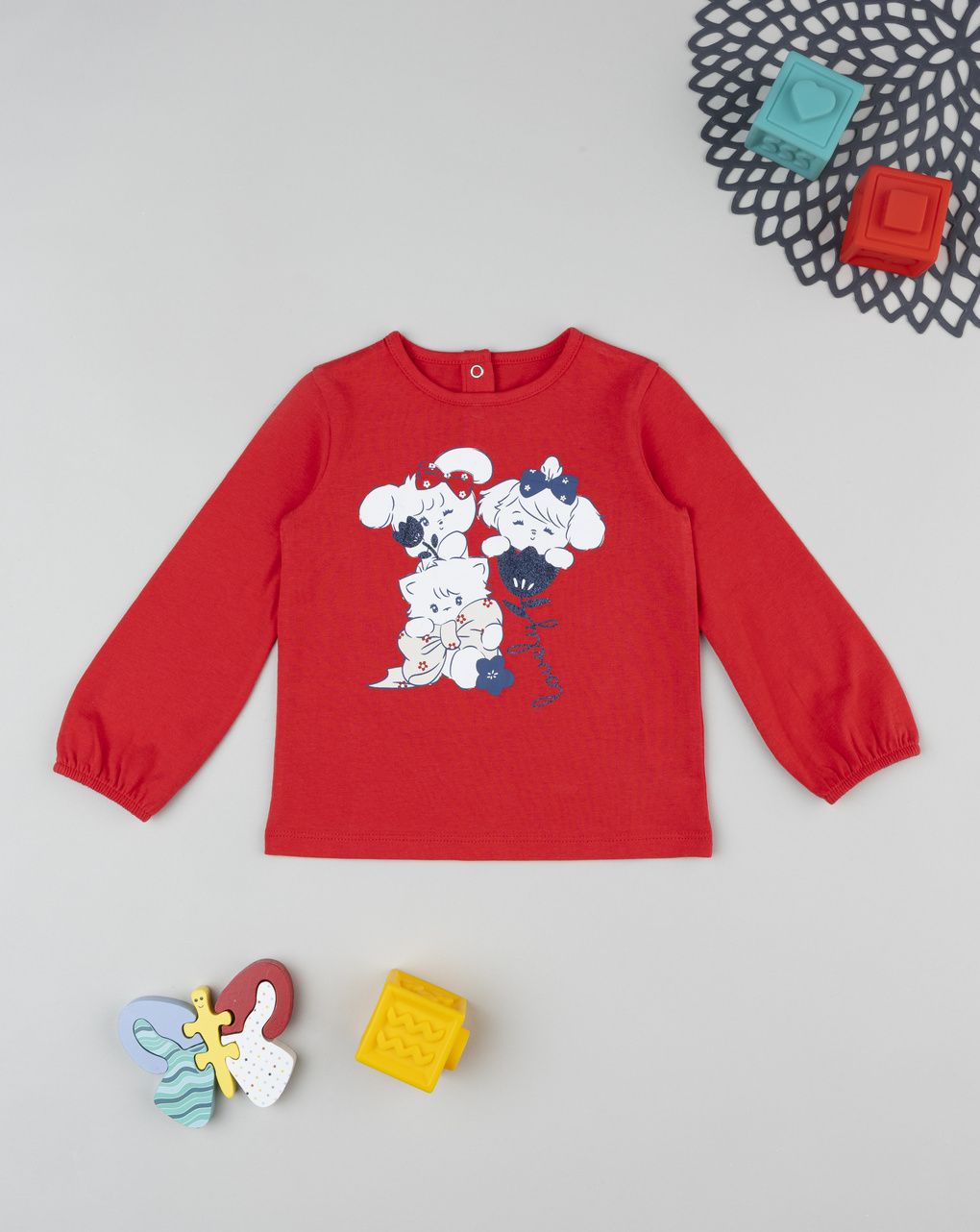 T-shirt bimba rossa stampa