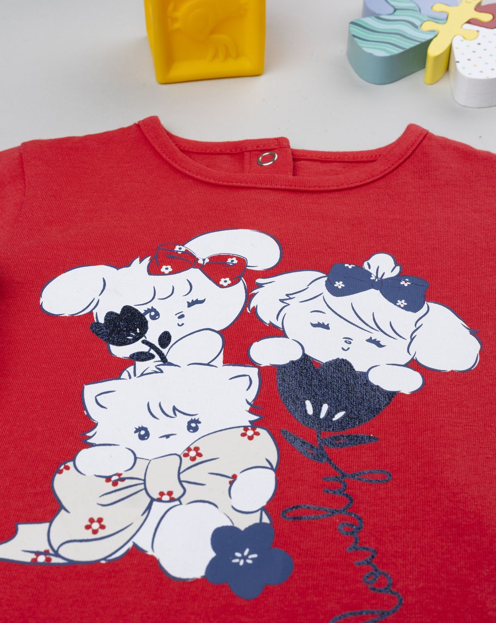T-shirt bimba rossa stampa