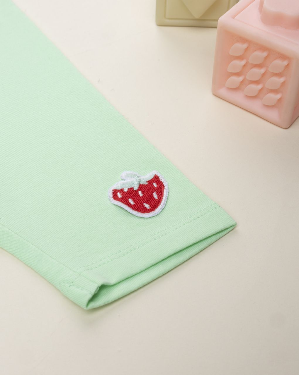 Legging 3/4 bimba verde patch fragole