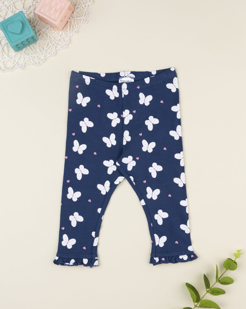 Legging bimba blu farfalle