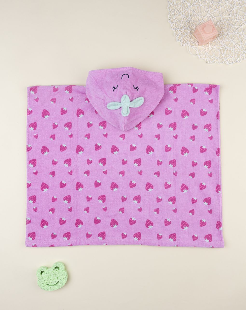 Poncho mare bimba rosa fragola