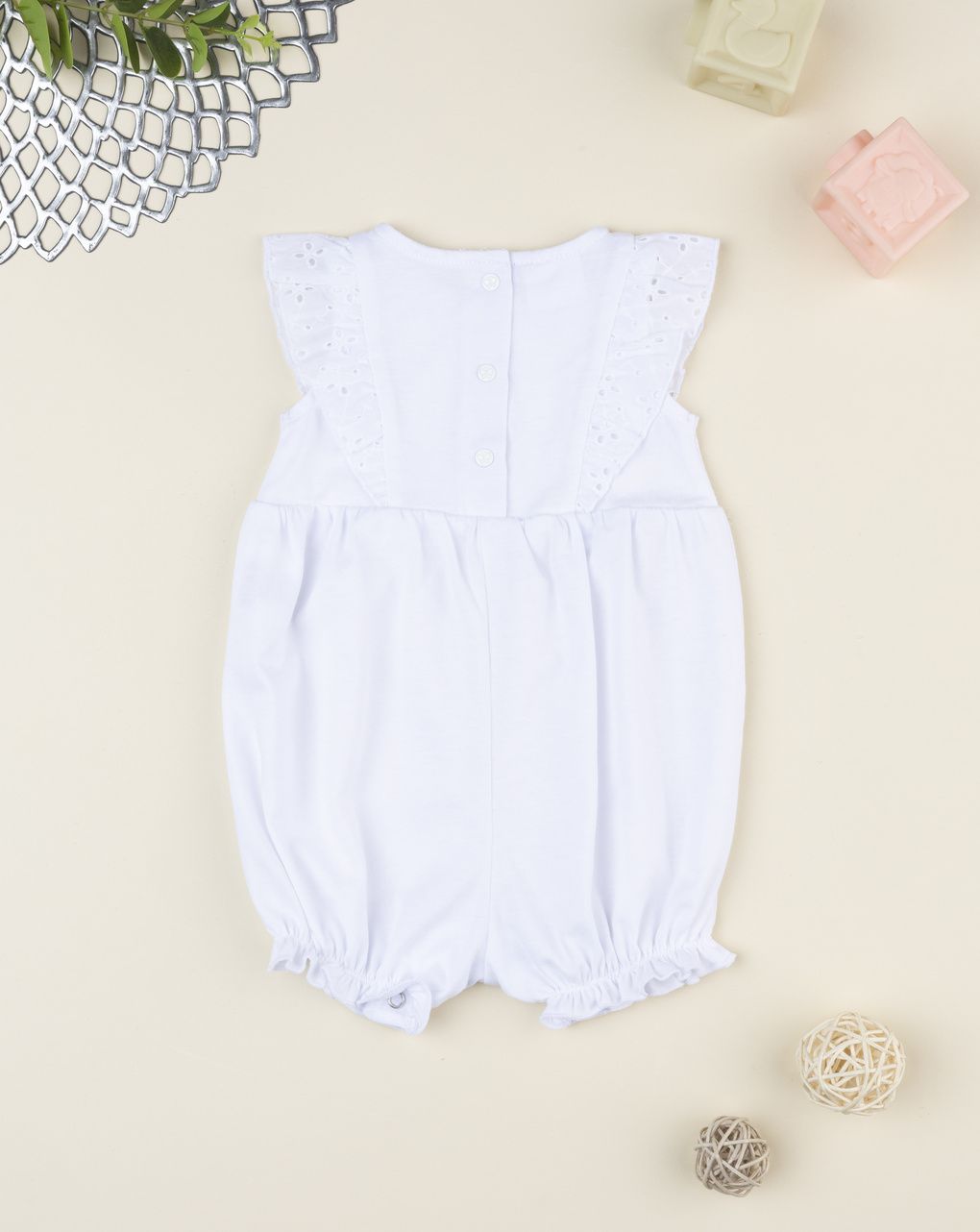 Pagliaccetto elegante bimba sangallo bianco