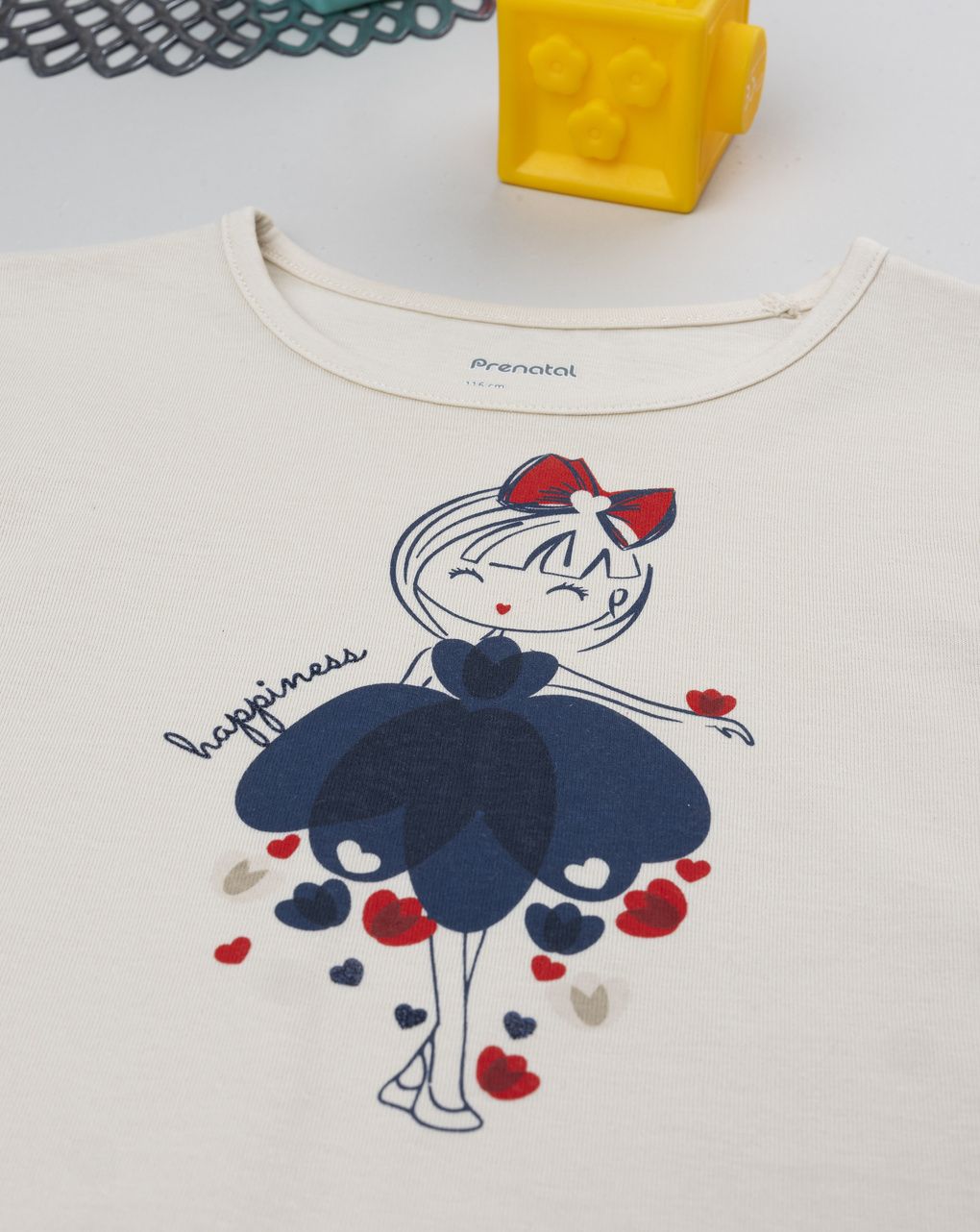 T-shirt bimba beige stampata