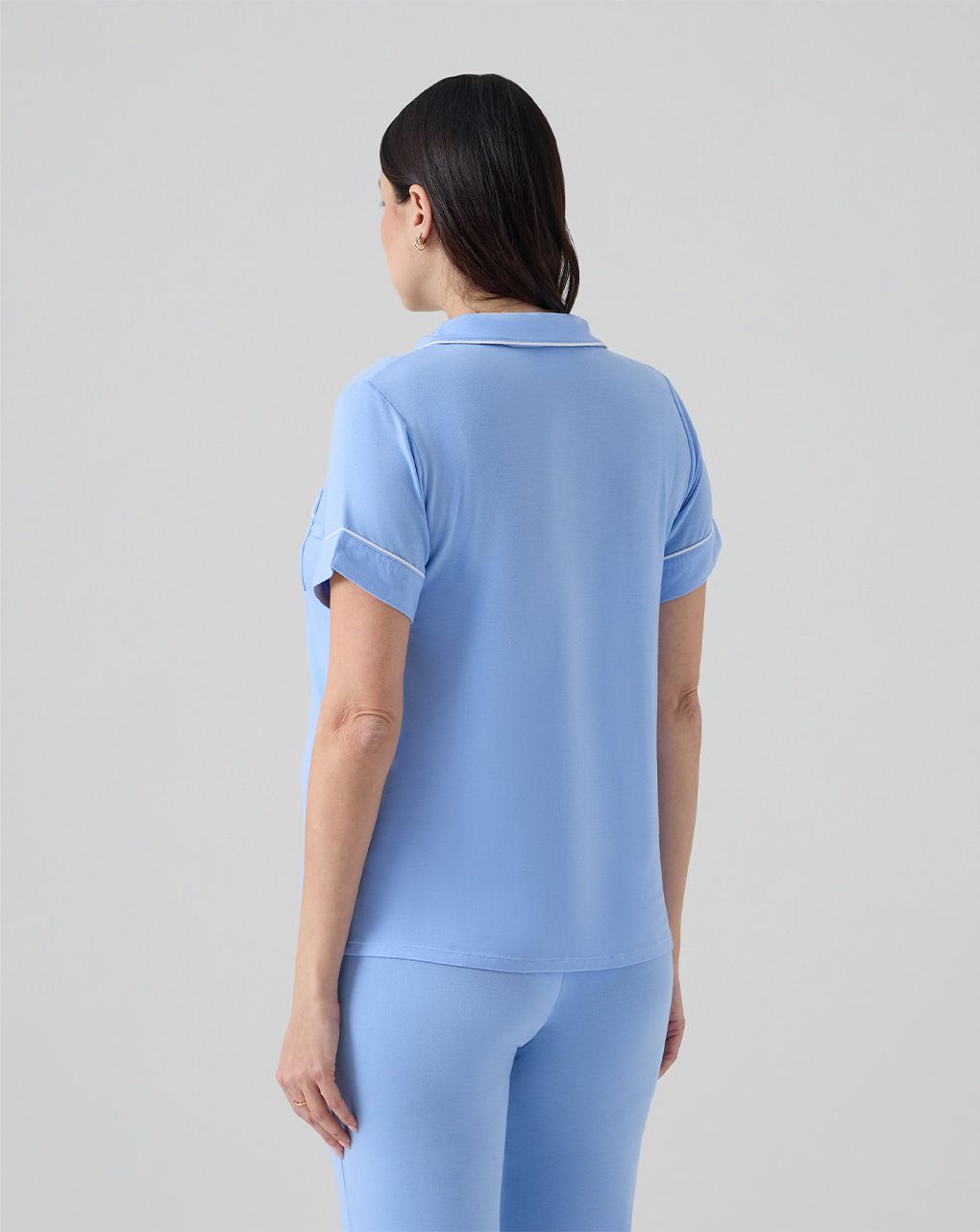 Pigiama due pezzi premaman azzurro con taschino