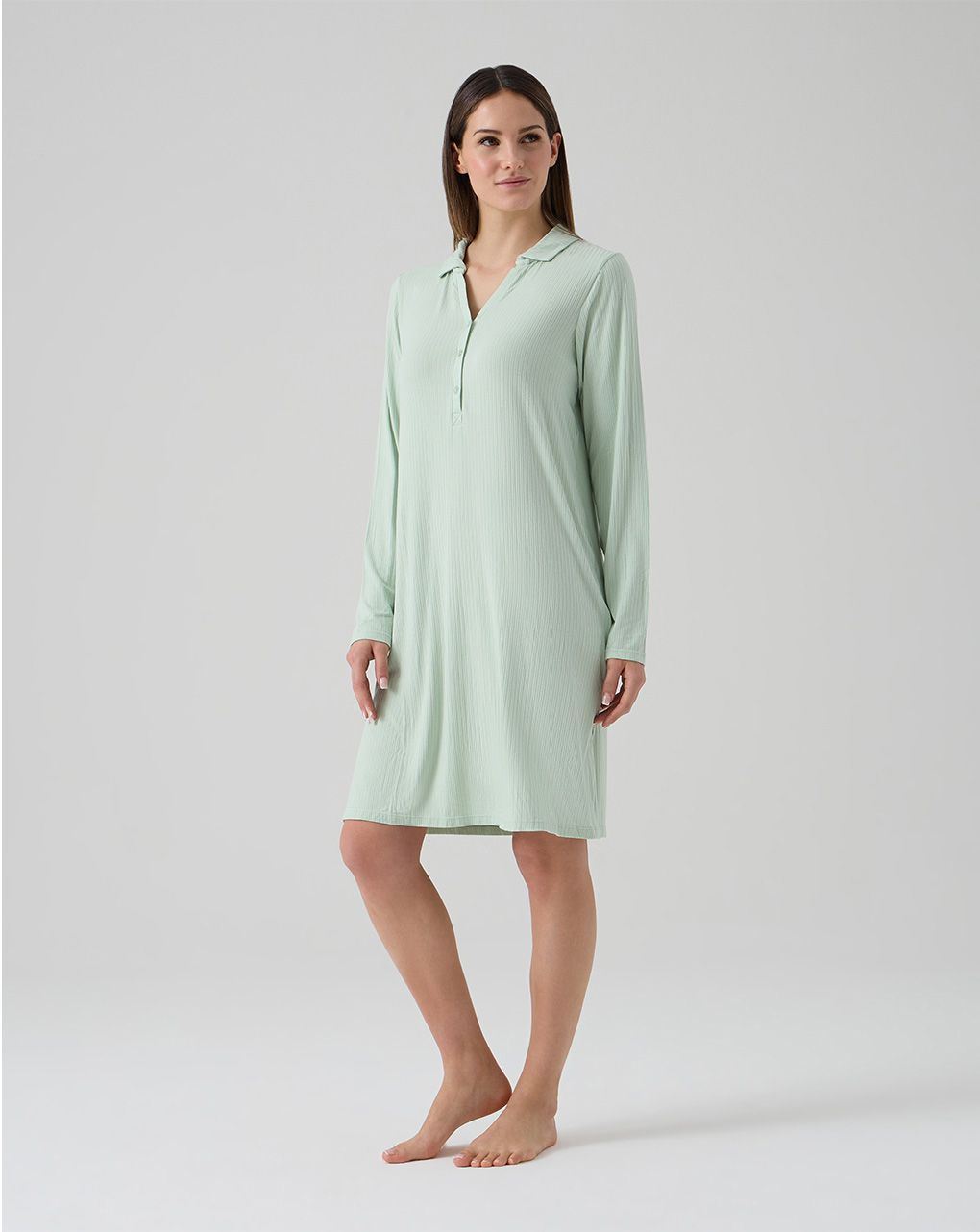 Camicia da notte allattamento costina verde