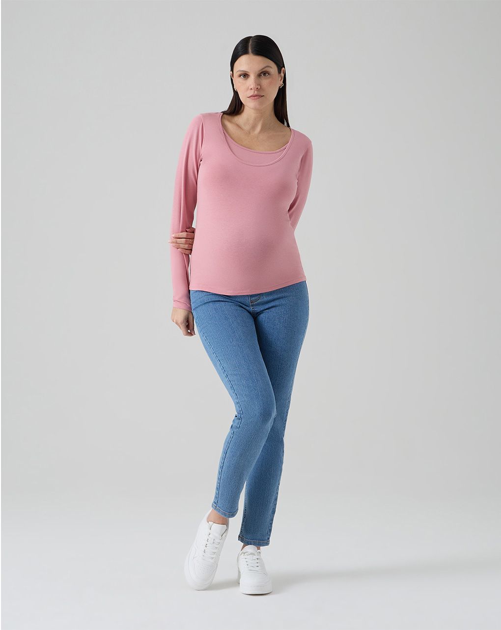 T-shirt allattamento rosa maniche lunghe