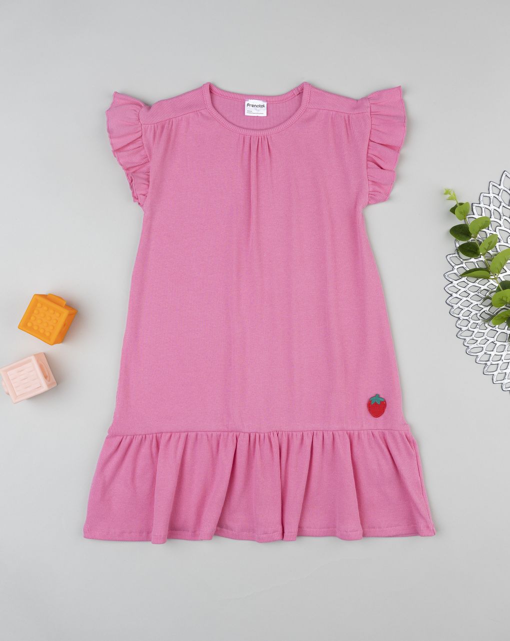 Abito rib bimba rosa