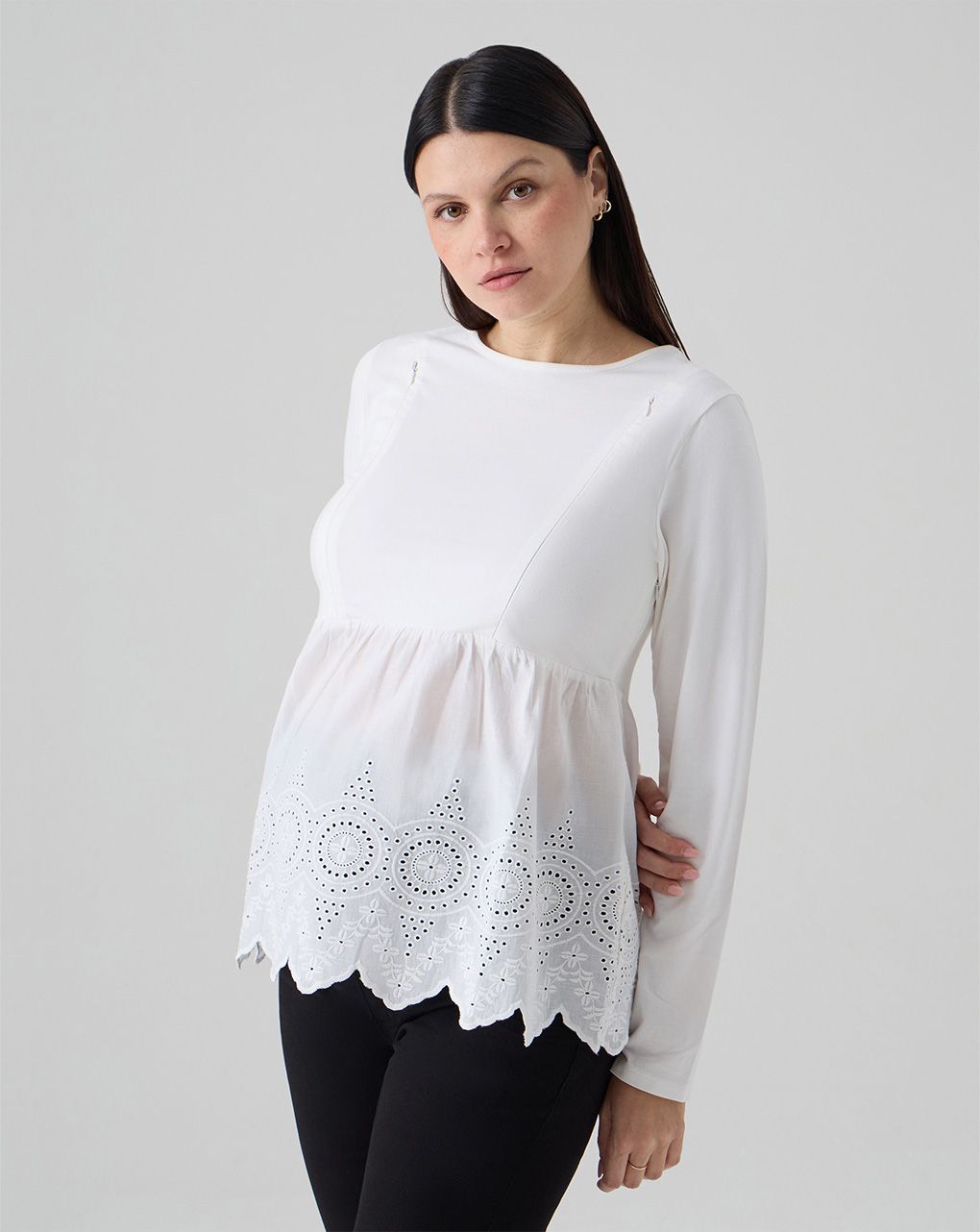 T-shirt allattamento sangallo bianco