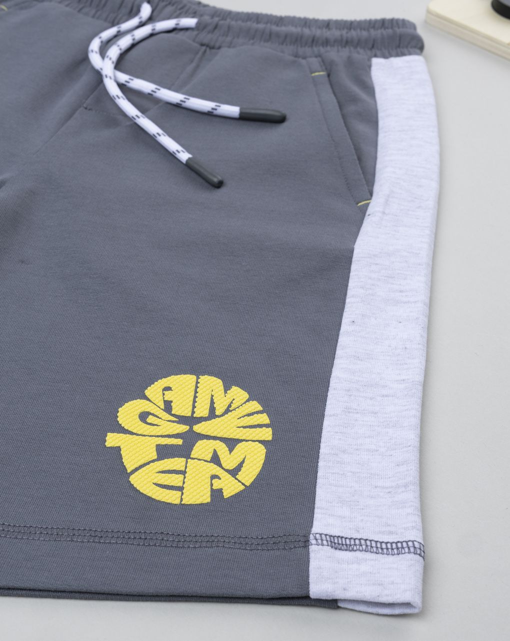 Shorts bimbo grigio bande bianche