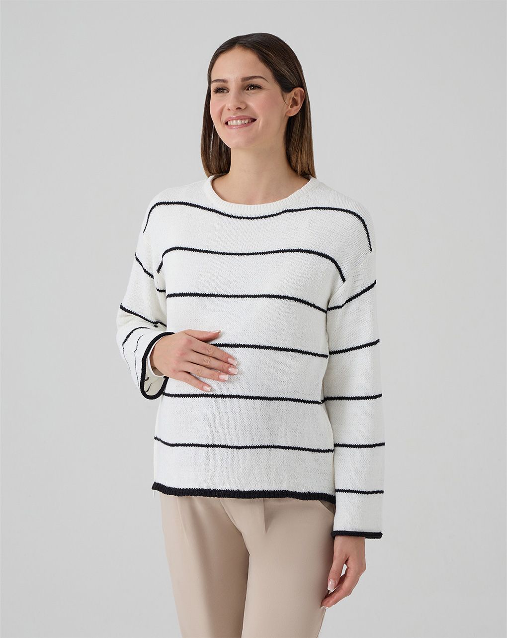 Maglia allattamento rigata in tricot