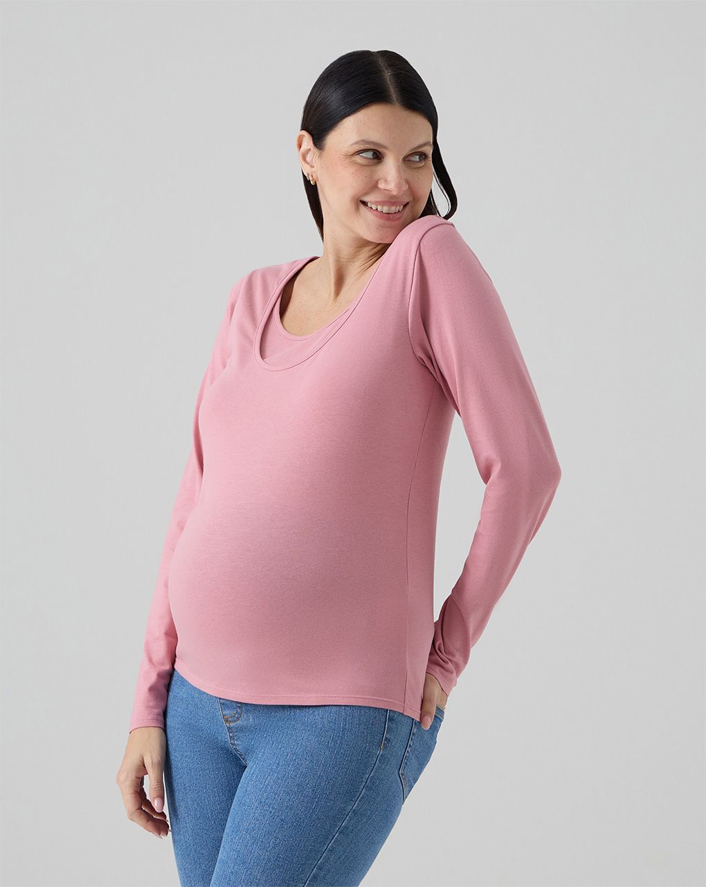 T-shirt allattamento rosa maniche lunghe