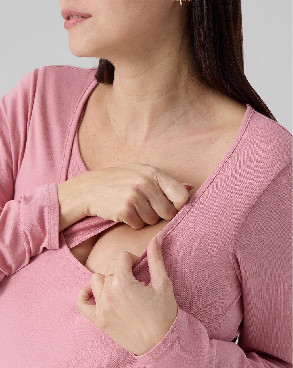 T-shirt allattamento rosa maniche lunghe