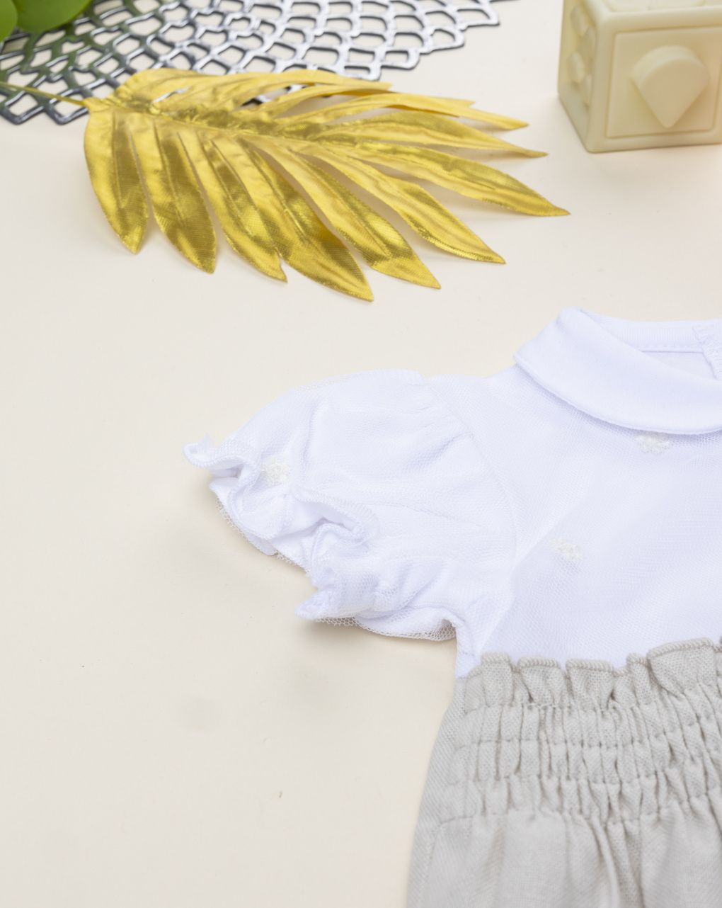 Pagliaccetto elegante bimba bianco/beige