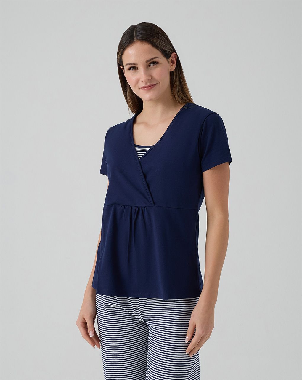 Pigiama allattamento due pezzi maniche corte rigato