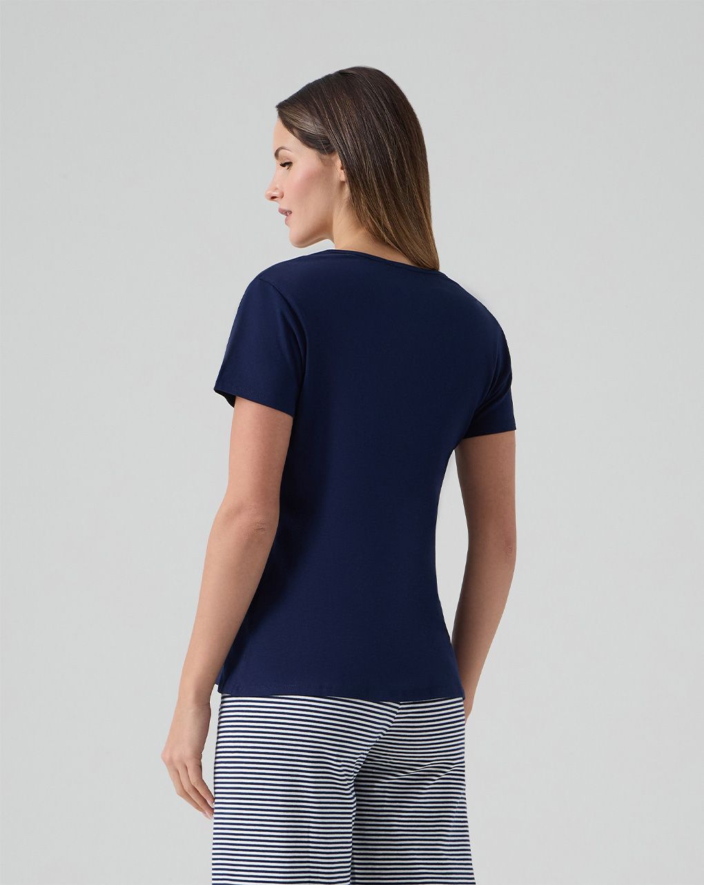 Pigiama allattamento due pezzi maniche corte rigato