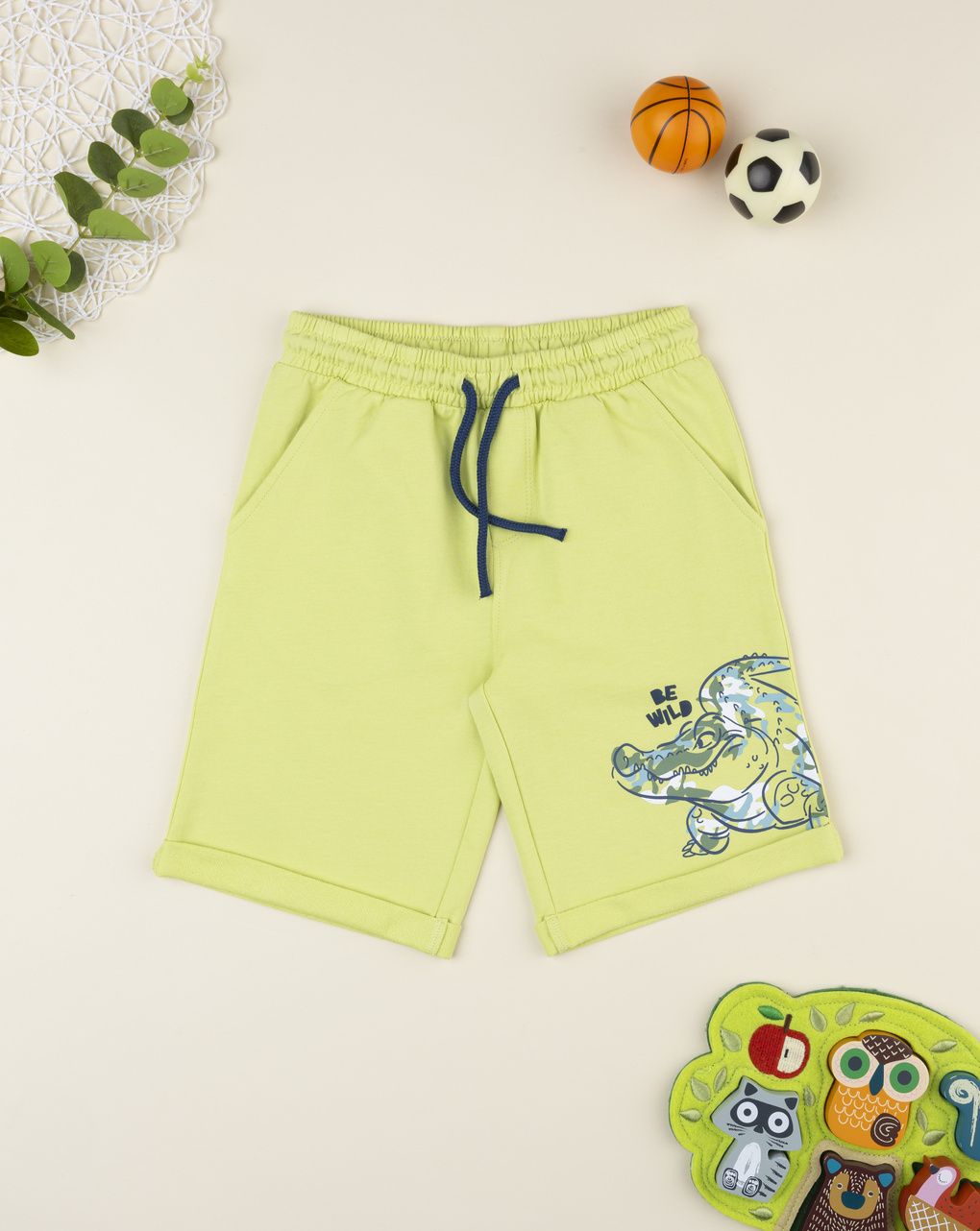 Shorts bambino verde coccodrillo
