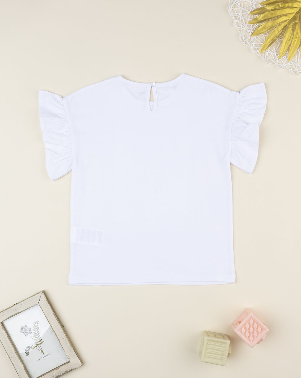 T-shirt bianca bambina rosa ricamata
