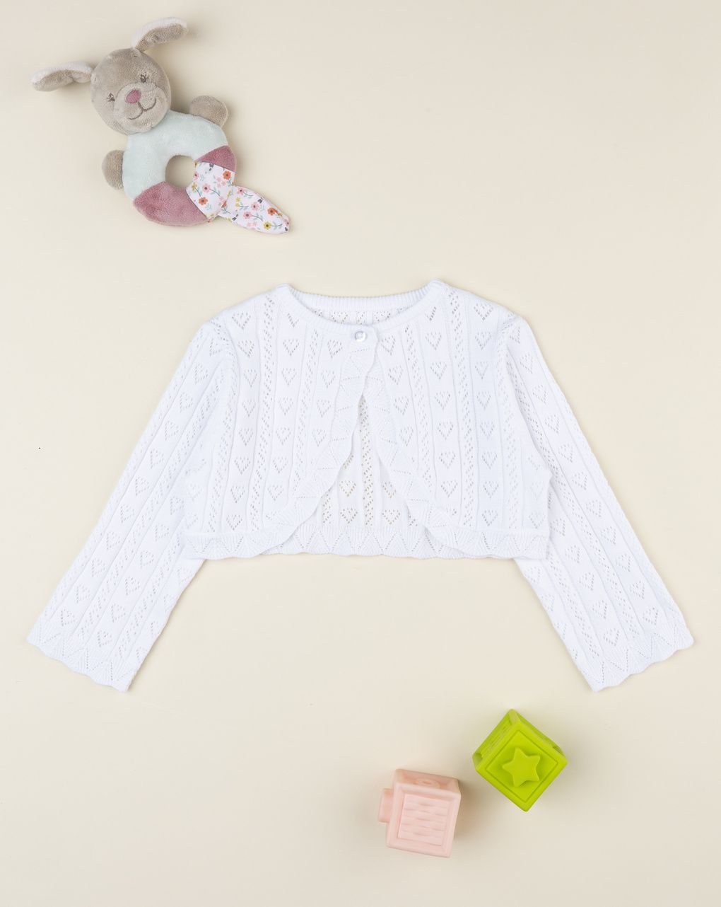 Cardigan bimba bianco cuori