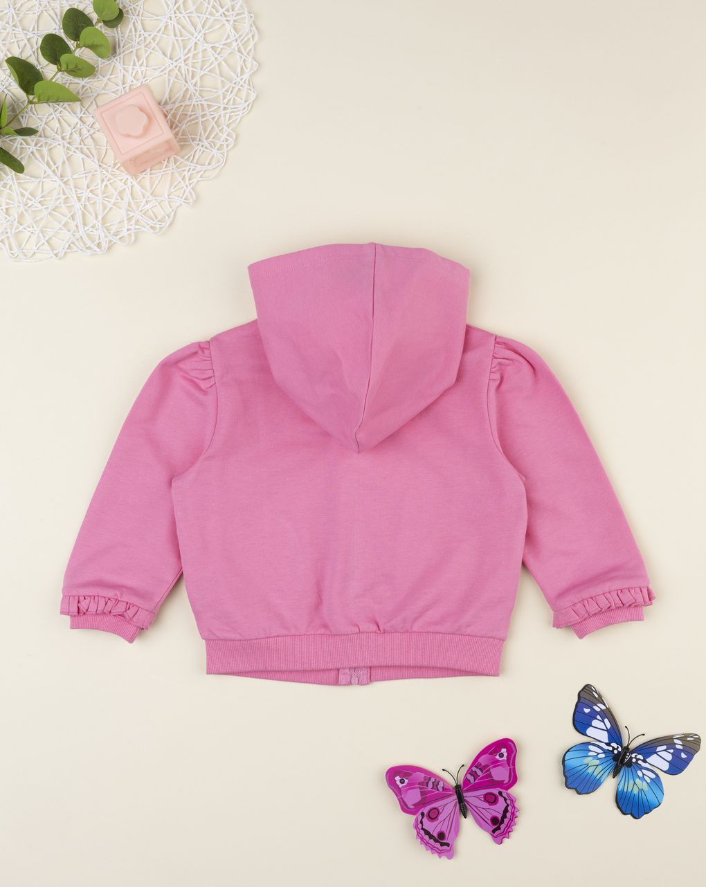 Felpa bimba rosa farfalla