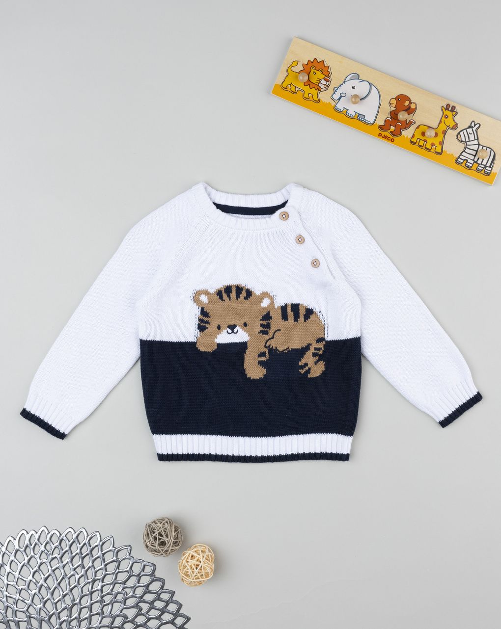 Maglia bimbo bianco/blu tigre