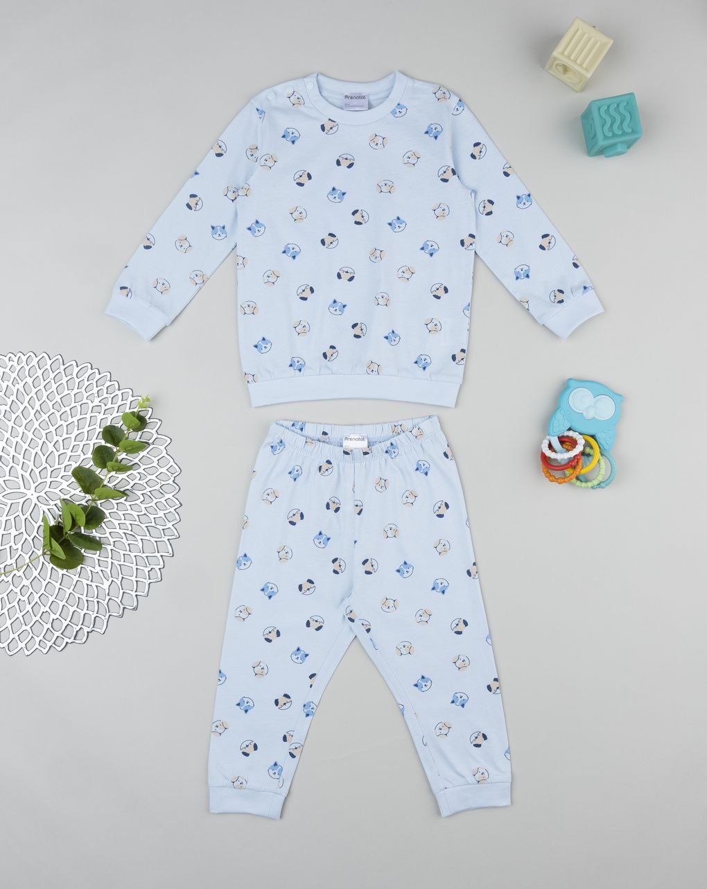 Pigiama bimbo azzurro stampato animaletti