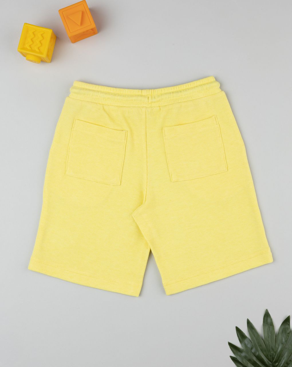 Shorts bimbo giallo waffle