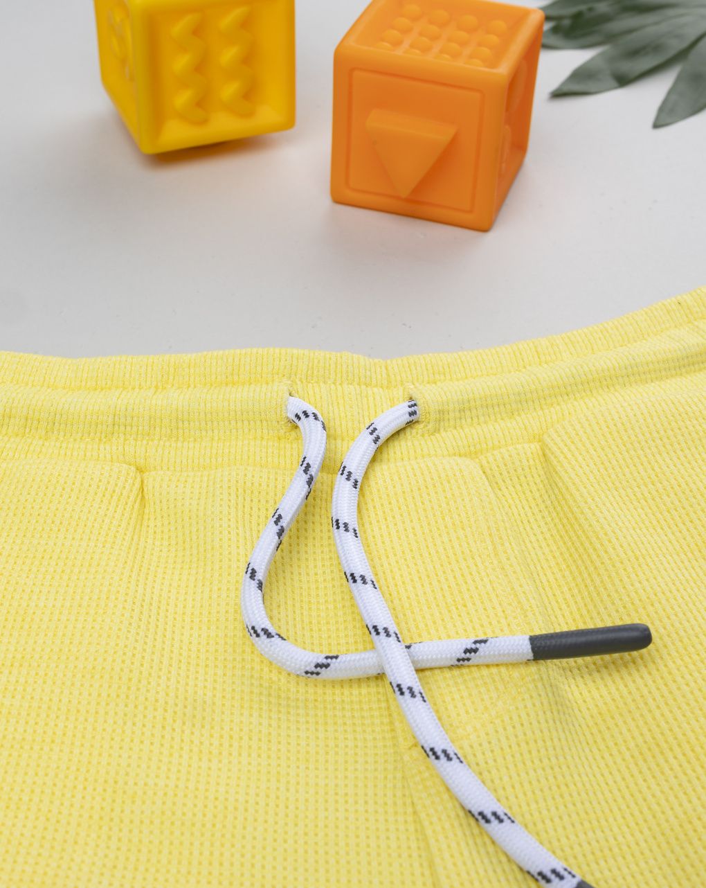 Shorts bimbo giallo waffle