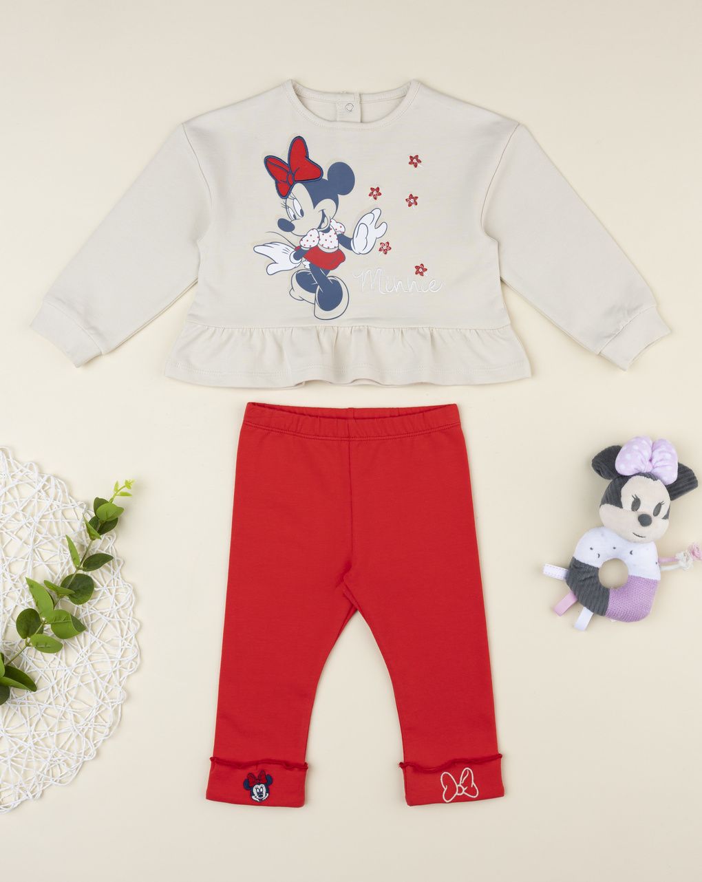 Completo bimba disney minnie beige/rosso