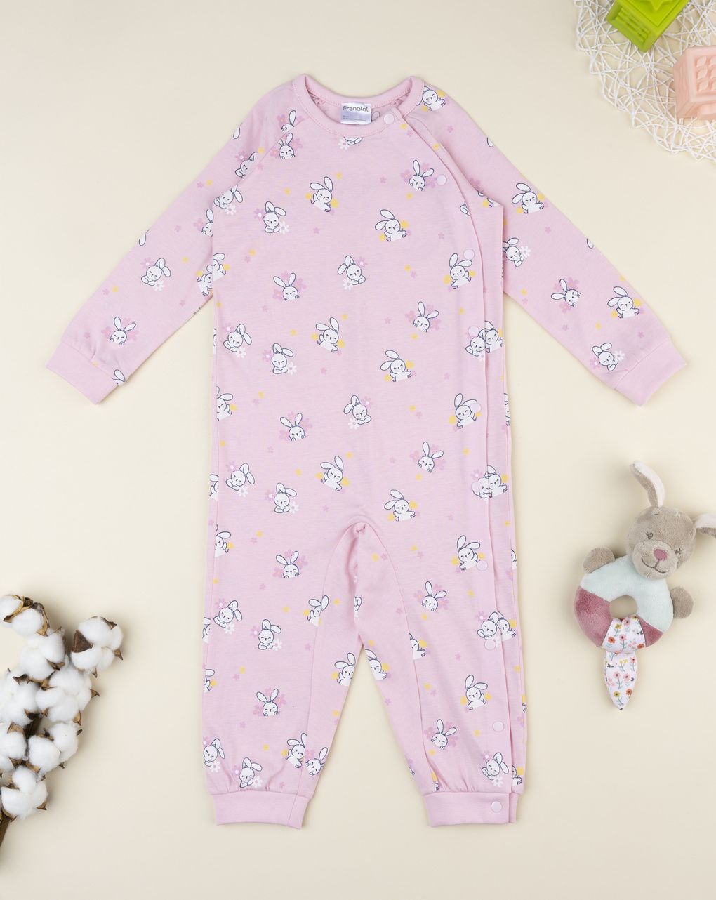 Pigiamone bimba rosa conigli