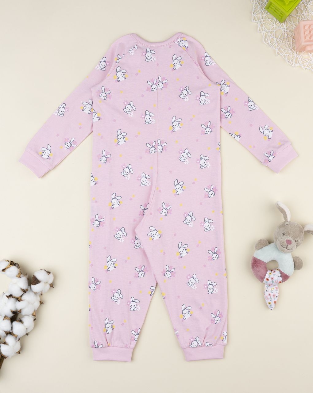 Pigiamone bimba rosa conigli