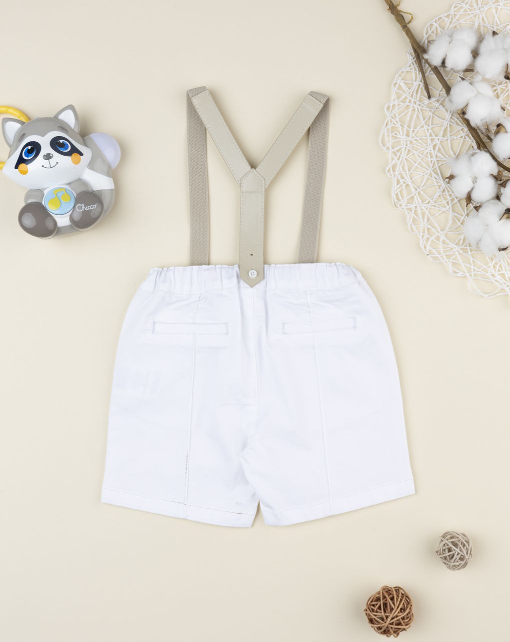 Pantalone bimbo bianco con bretelle