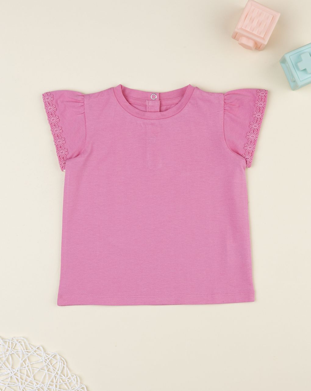 T-shirt rosa bambina maniche aletta