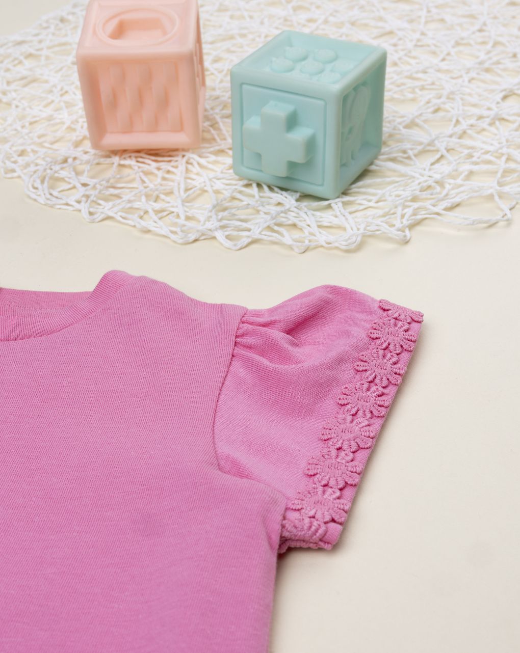 T-shirt rosa bambina maniche aletta