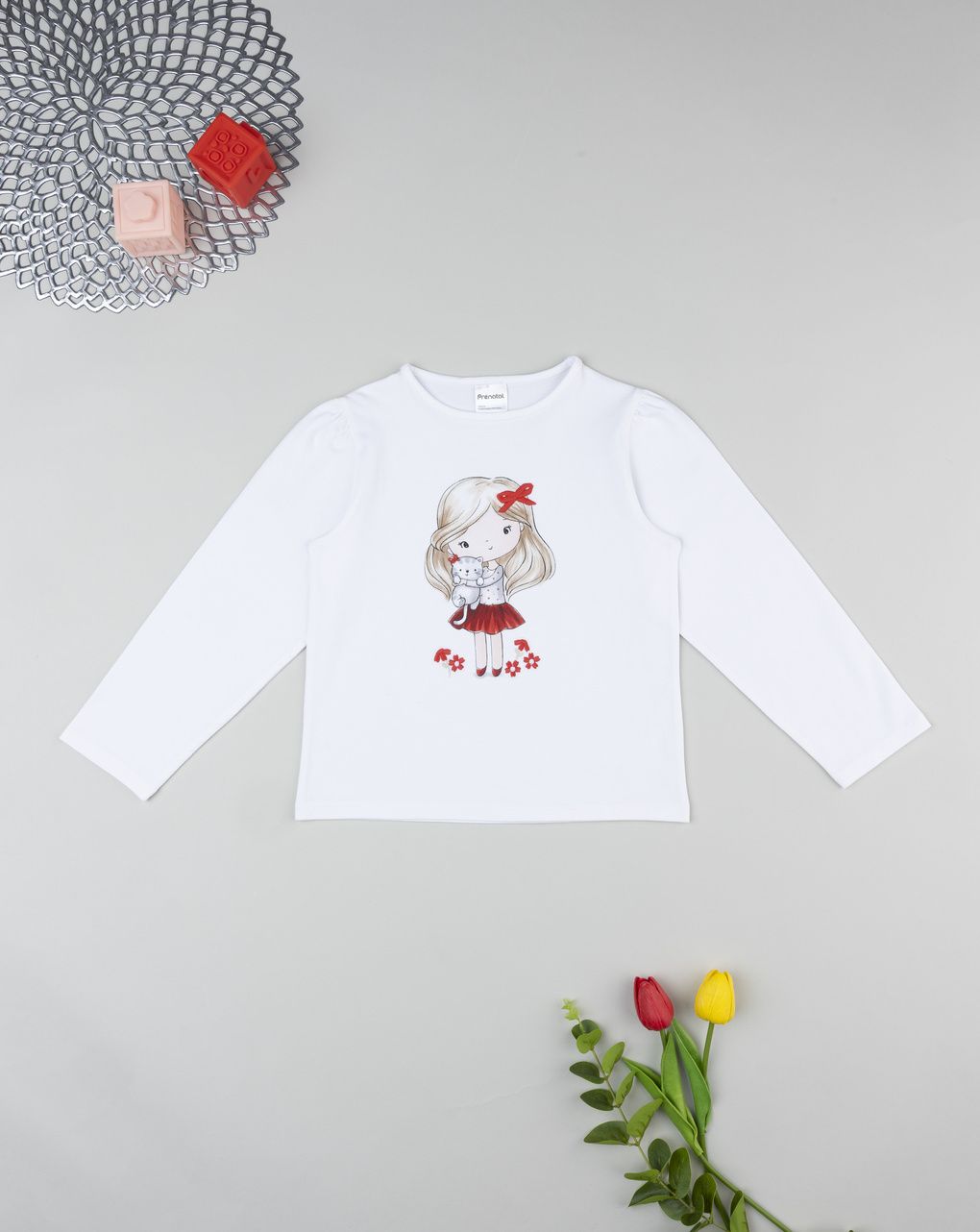 T-shirt bimba bianca stampata