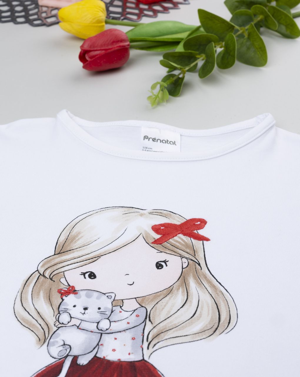 T-shirt bimba bianca stampata