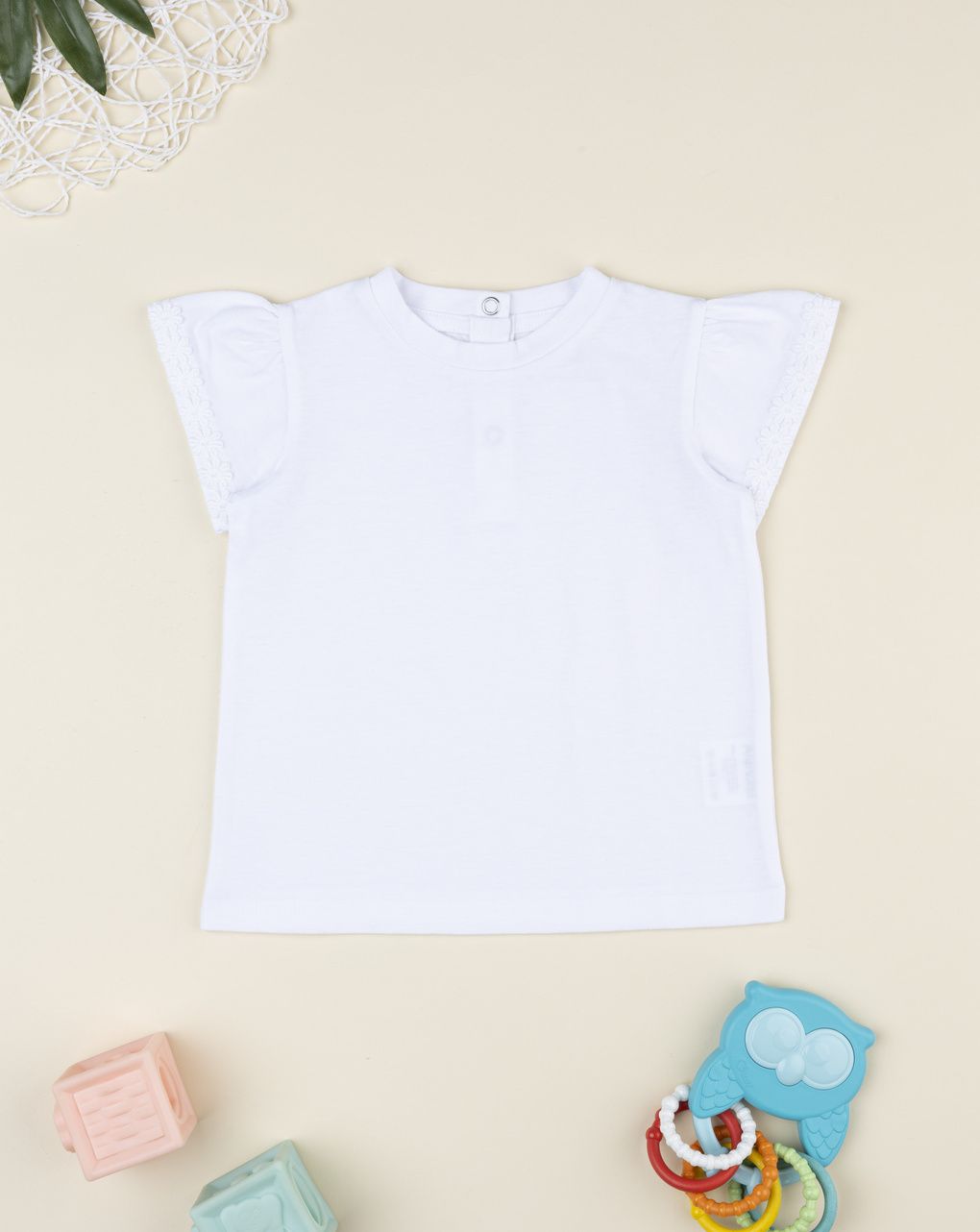 T-shirt bianca bambina maniche aletta