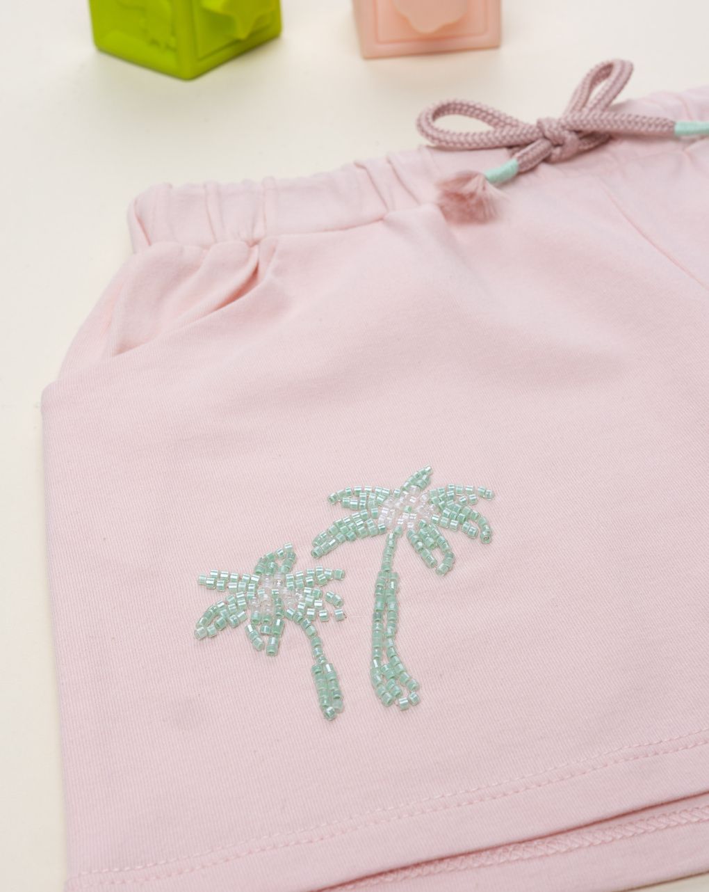 Shorts rosa bambina palme