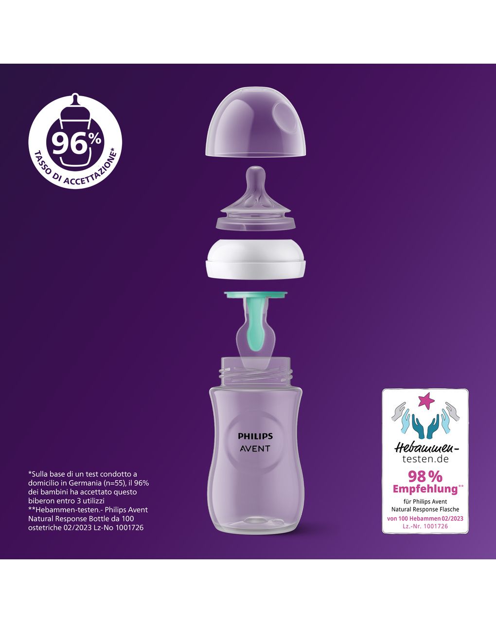 Biberon natural response con valvola airfree 260 ml, con tettarella flusso 3 (medio). età consigliata: 3-6m. biberon 1 pz: scy673/01 - philips avent
