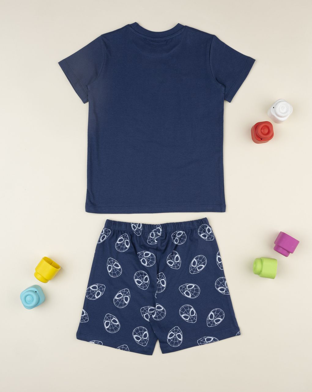 Pigiama bimbo spiderman corto blu