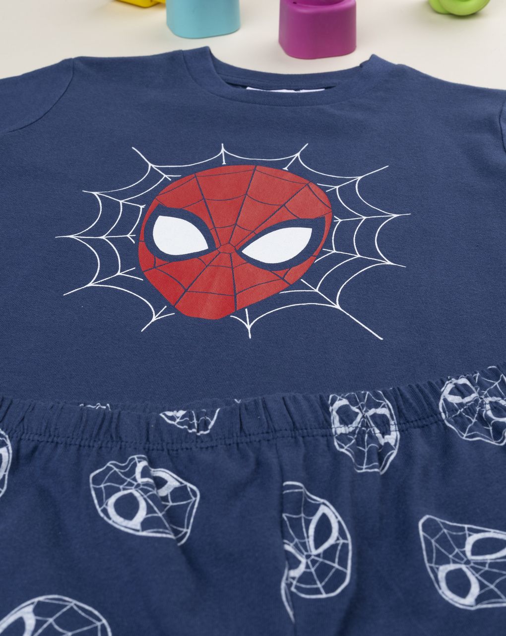 Pigiama bimbo spiderman corto blu