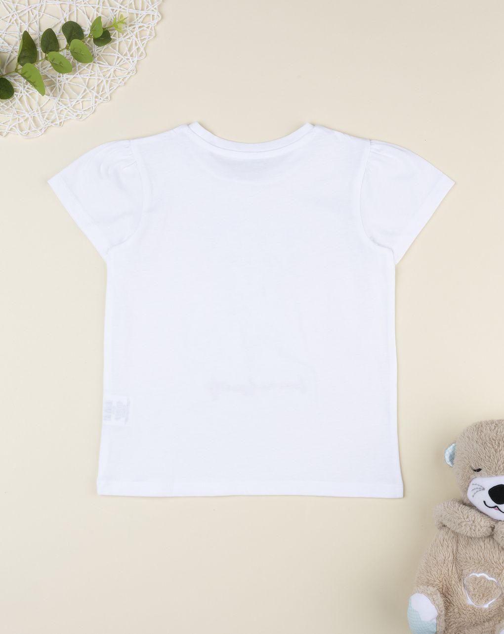 T-shirt bimba bianca stampa tigre